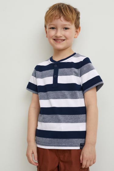 Kinder Jungen - Kurzarmshirt - gestreift - dunkelblau