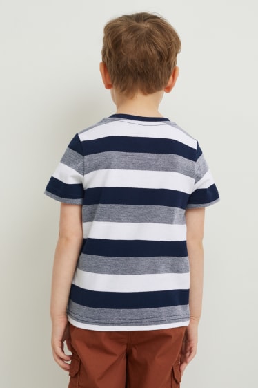 Kinder Jungen - Kurzarmshirt - gestreift - dunkelblau