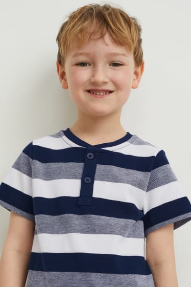 Kinder Jungen - Kurzarmshirt - gestreift - dunkelblau
