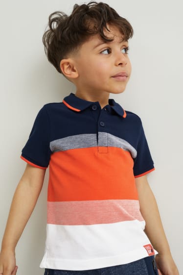 Dzieci - Koszulka polo - w paski - pomarańczowy
