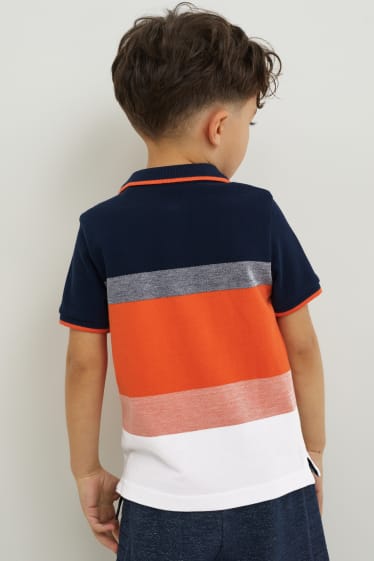 Kinder - Poloshirt - gestreift - orange
