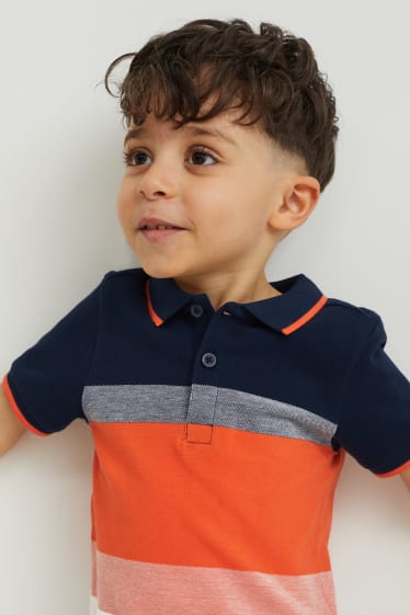 Kinder - Poloshirt - gestreift - orange