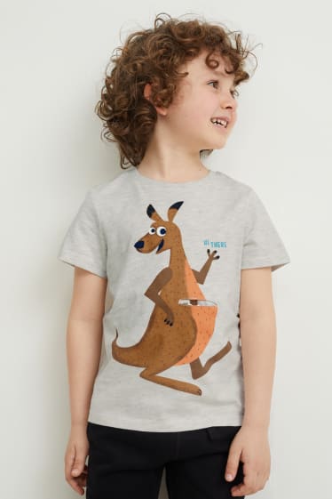 Kinderen: jongens - Set van 3 - T-shirt - oranje / grijs