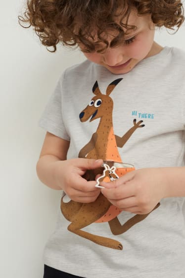Kinderen: jongens - Set van 3 - T-shirt - oranje / grijs
