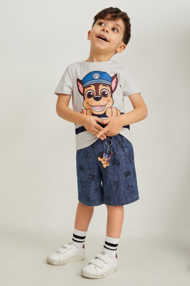 Kinder Jungen - Paw Patrol - Set - Kurzarmshirt und Shorts - 3 teilig - hellgrau-melange