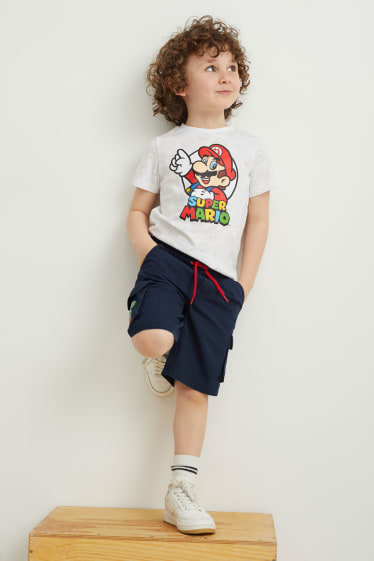 Copii - Super Mario - pantaloni scurți cargo - albastru închis