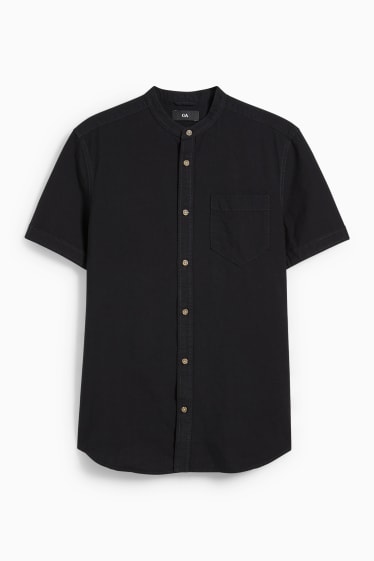 Hommes - Chemise - regular fit - encolure montante - noir