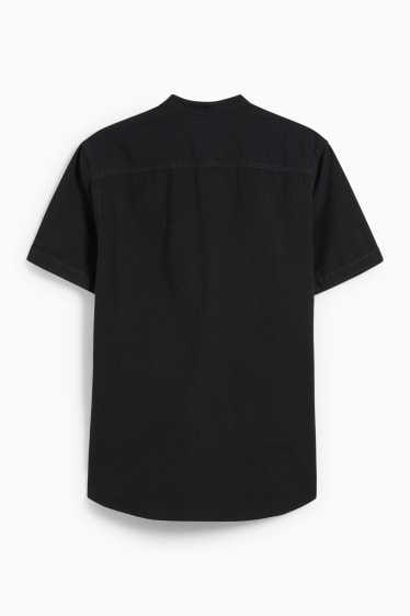 Hommes - Chemise - regular fit - encolure montante - noir