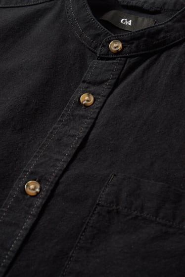 Hommes - Chemise - regular fit - encolure montante - noir