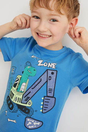 Enfants garçons - Lot de 2 - dinosaures - T-shirts - bleu clair