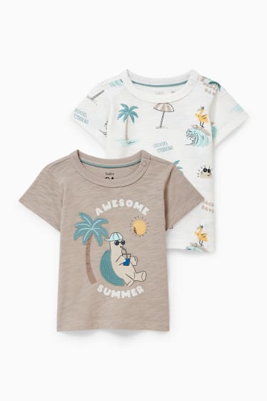 Bébés garçons - Lot de 2 - T-shirts pour bébé - gris clair chiné