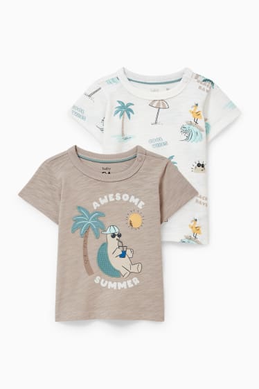 Bébés - Lot de 2 - T-shirts pour bébé - gris clair chiné