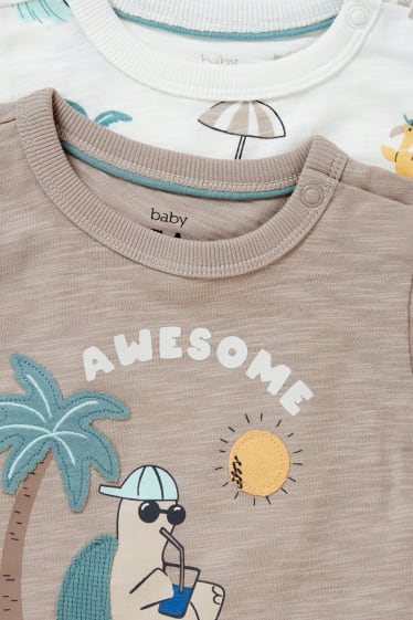 Bébés - Lot de 2 - T-shirts pour bébé - gris clair chiné