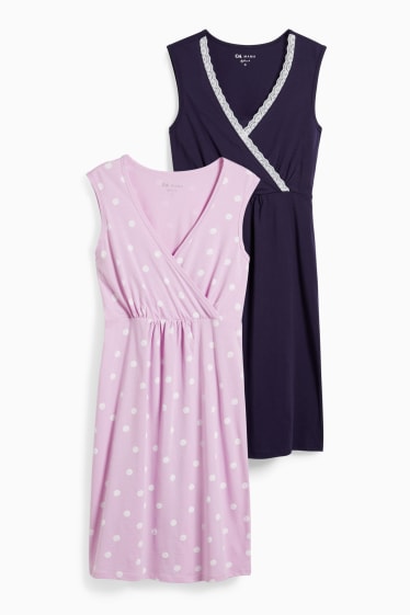 Donna - Confezione da 2 - camicia da notte per allattamento - viola chiaro