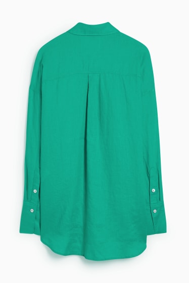 Donna - Blusa di lino - verde chiaro