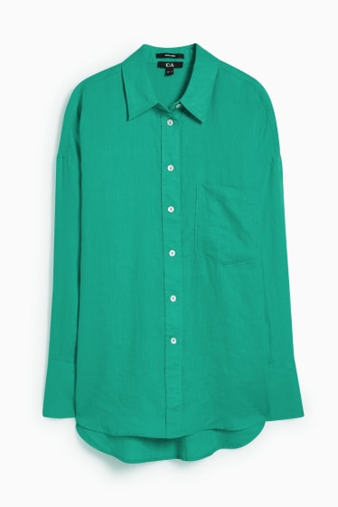 Donna - Blusa di lino - verde chiaro