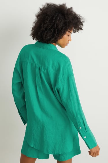 Donna - Blusa di lino - verde chiaro