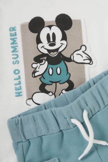 Bebeluși - băieți - Mickey Mouse - compleu bebeluși - 3 piese - turcoaz deschis