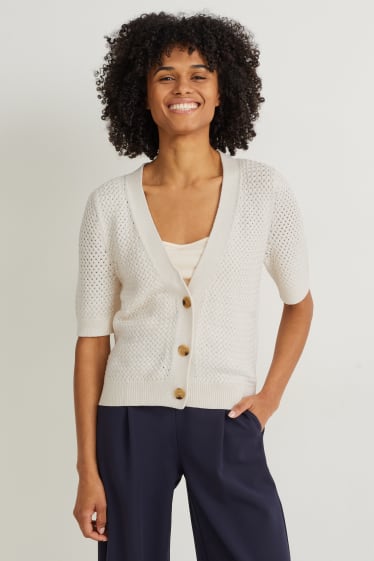 Femmes - Gilet de maille - blanc crème
