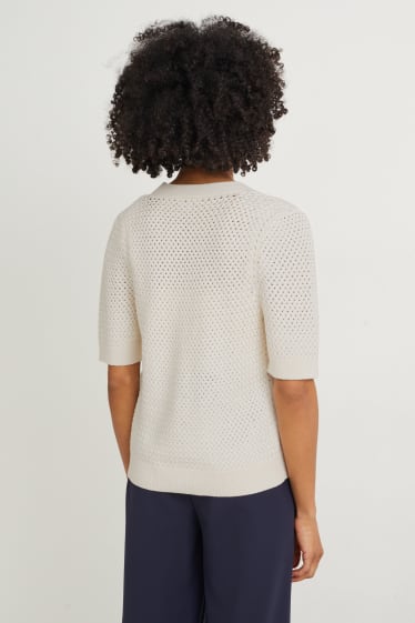 Femmes - Gilet de maille - blanc crème