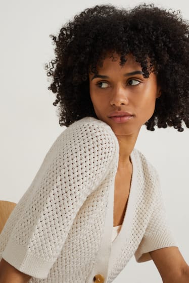 Femmes - Gilet de maille - blanc crème