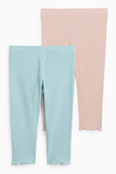 Enfants filles - Lot de 2 - leggings capri - vert menthe