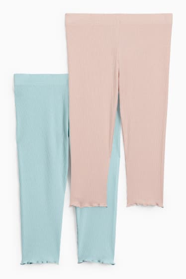 Enfants filles - Lot de 2 - leggings capri - vert menthe