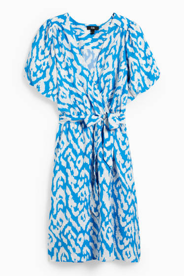 Femmes - Robe portefeuille - à motif - bleu / blanc