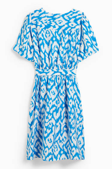 Femmes - Robe portefeuille - à motif - bleu / blanc