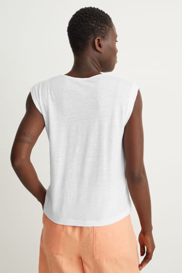 Femmes - Top - lin mélangé - blanc