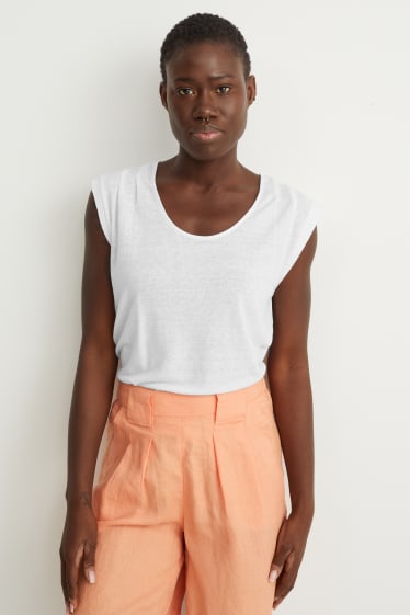 Femmes - Top - lin mélangé - blanc