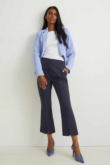 Women - Cloth trousers - mid-rise waist - flared - dark blue