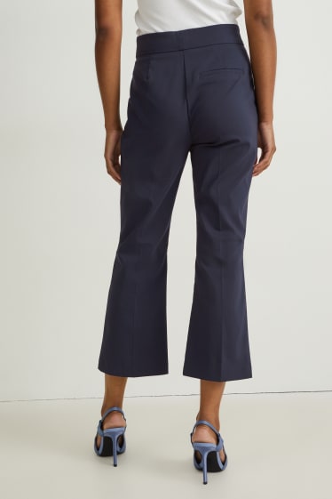 Women - Cloth trousers - mid-rise waist - flared - dark blue