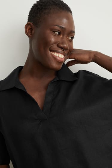 Women - Linen blouse - black