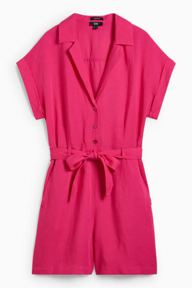 Damen - Jumpsuit - Leinen-Mix - pink