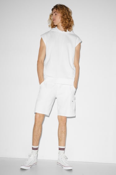 Hommes - Short cargo en molleton - blanc