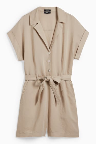 Damen - Jumpsuit - Leinen-Mix - beige