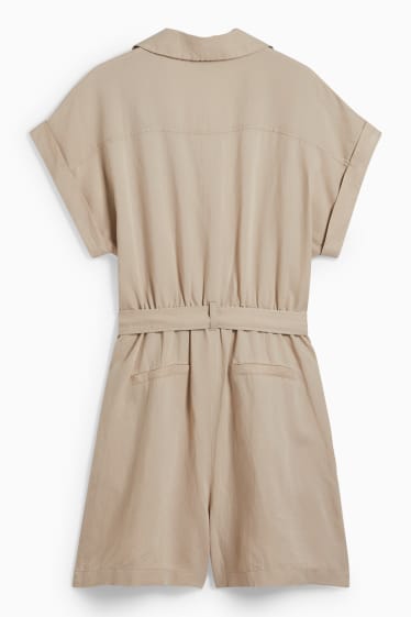 Damen - Jumpsuit - Leinen-Mix - beige