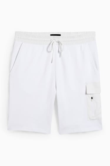 Hommes - Short cargo en molleton - blanc