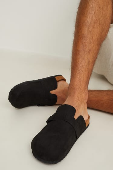 Men - Sandals - faux suede - black