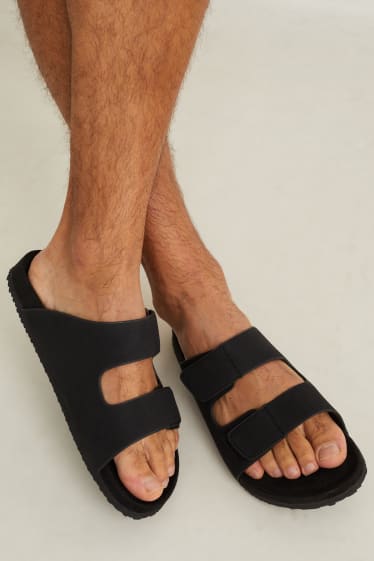 Herren - Sandalen - Velourslederimitat - schwarz