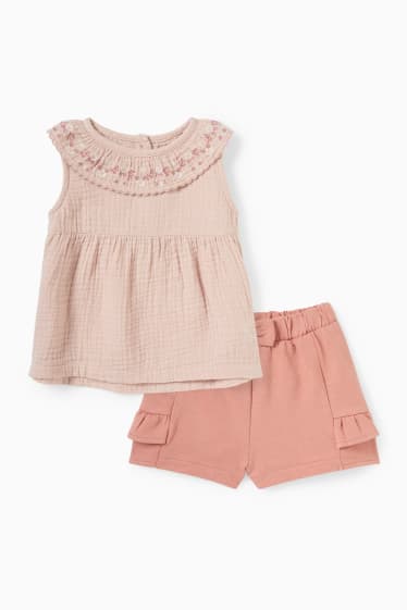 Bébés filles - Ensemble bébé - 2 pièces - rose foncé
