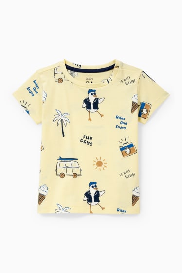 Miminka - Tričko s krátkým rukávem pro miminka - se vzorem - světle žlutá
