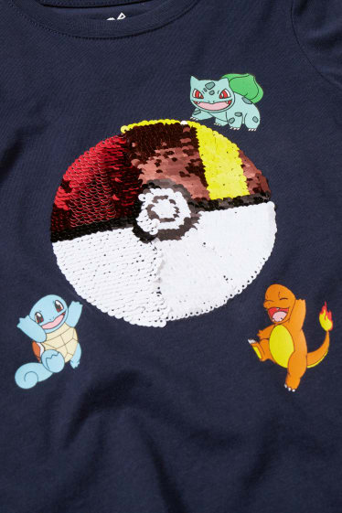 Bambini - Pokémon - maglia a maniche corte - effetto brillante - blu scuro