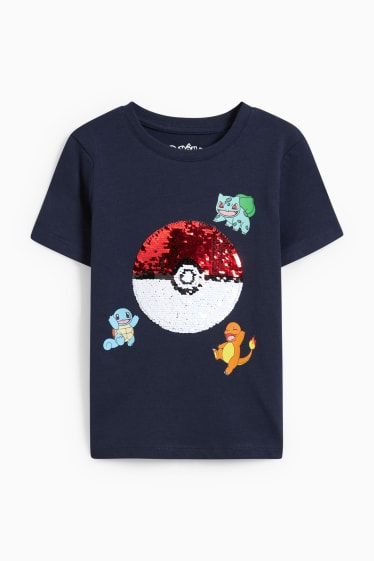 Bambini - Pokémon - maglia a maniche corte - effetto brillante - blu scuro