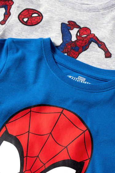 Kinderen - Spider-Man - set - 2 T-shirts en sweatshort - donkerblauw