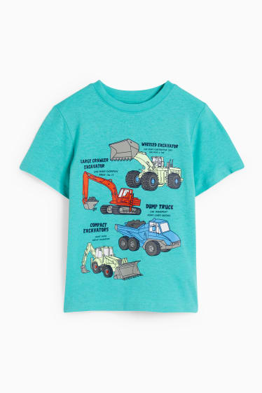 Kinder Buben - Bagger - Kurzarmshirt - petrol