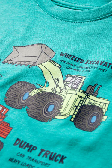 Kinder Buben - Bagger - Kurzarmshirt - petrol