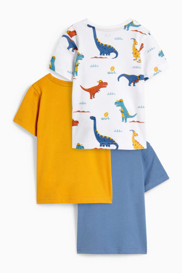 Kinderen - Set van 3 - dino - T-shirt - blauw