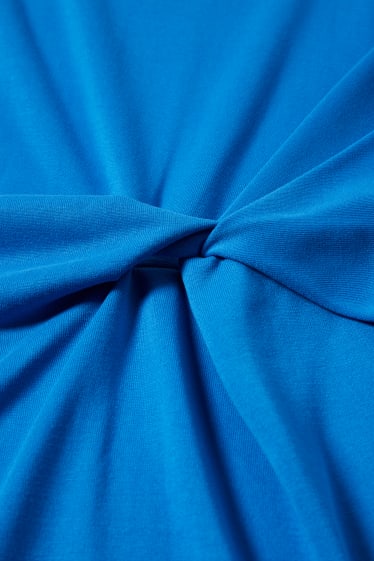 Dámské - Pouzdrové šaty s detailem uzlu - modrá